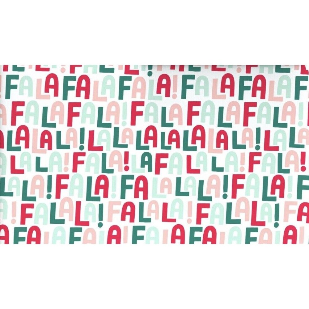 Hallmark Wrapping Paper Christmas Fa La La White Paper Roll 35 sq ft Holiday